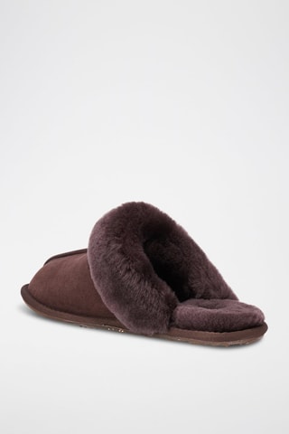 Mules em couro de carneiro - Castanho