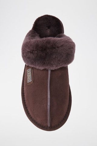 Mules em couro de carneiro - Castanho