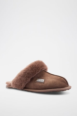 Mules em couro de carneiro - Castanho