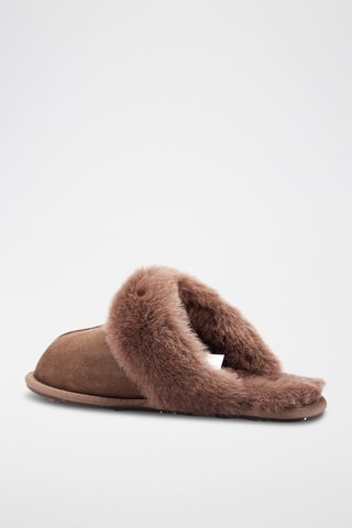 Mules em couro de carneiro - Castanho