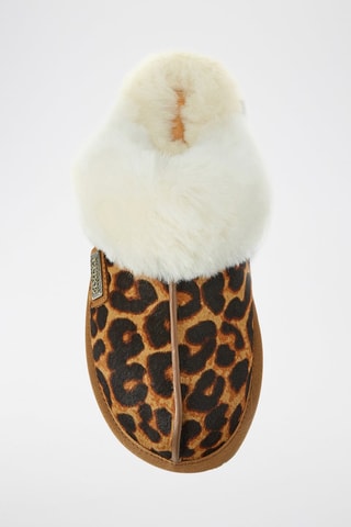 Mules em couro e lã de carneiro - Castanho