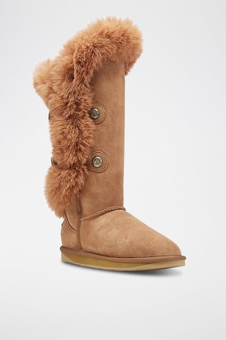 Botas de piel ovina nobuk forradas - Marrón 