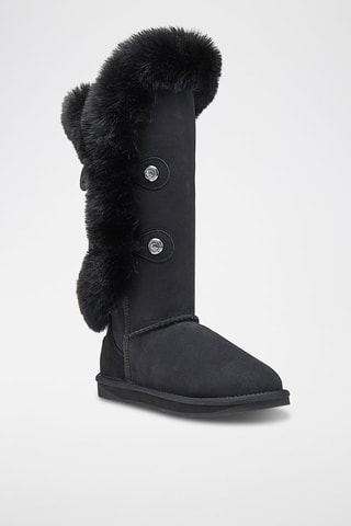 Botas de piel ovina nobuk forradas - Negro 