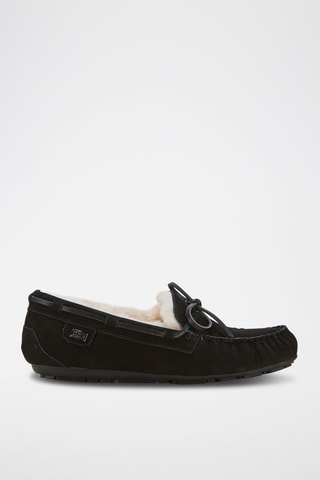 Scarpe da barca imbottite in pelle scamosciata di montone - Nero