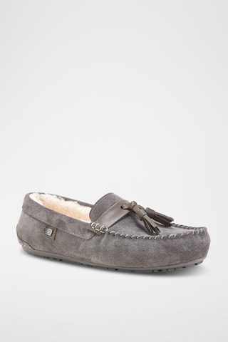 Mocasines de piel ovina nobuk forrados - Gris 