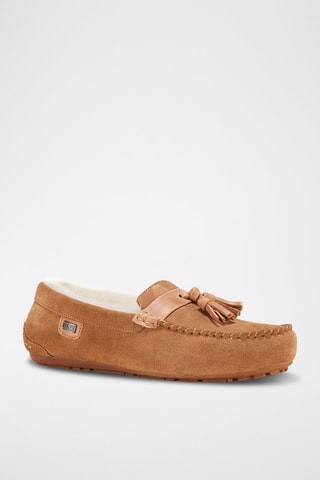 Mocasines de piel ovina nobuk forrados - Beige