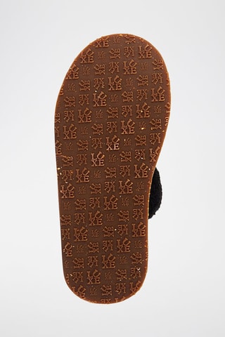 Pantufas com plataforma forradas em couro - Preto