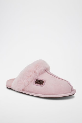 Pantufas em couro de carneiro Rosa