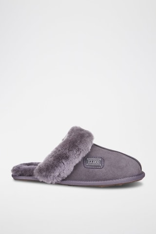 Pantufas em couro de carneiro Cinzento-escuro