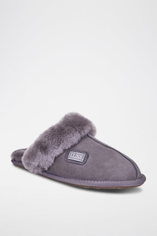 Pantufas em couro de carneiro Cinzento-escuro