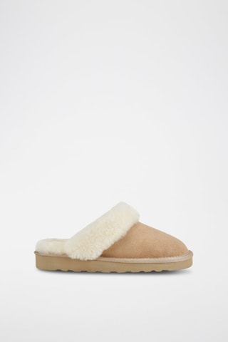 Zapatillas de casa de piel ovina nobuk forradas - Beige