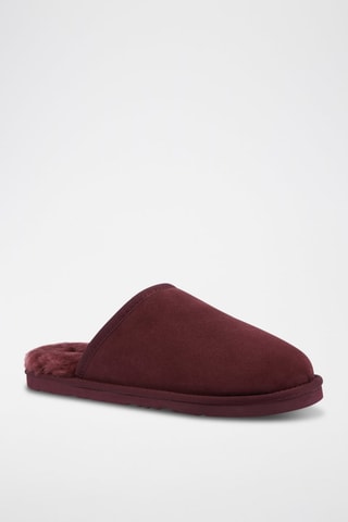 Zapatillas de casa forradas de piel ovina nobuk - Burdeos