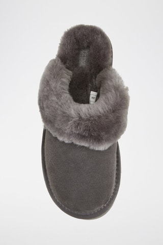Gevoerde Schapennubuck Muiltjes - Donkergrijs