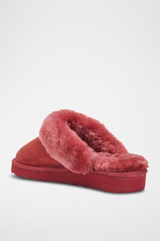 Gevoerde Schapennubuck Muiltjes - Rood