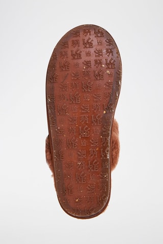 Mules forradas em couro de carneiro - Castanho