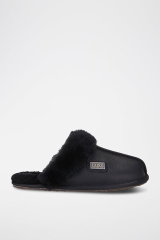 Mules forradas em couro de carneiro - Preto