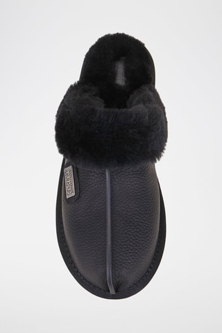 Mules forradas em couro de carneiro - Preto