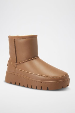 Botas de piel ovina con plataforma - Marrón