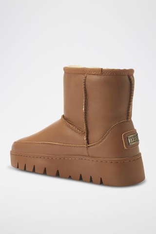 Botas de piel ovina con plataforma - Marrón