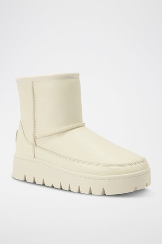 Botas de piel ovina con plataforma - Beige