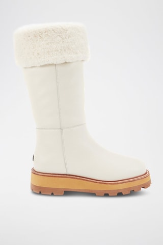 Botas de piel ovina con plataforma - Blanco