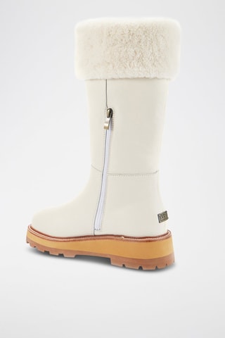 Botas de piel ovina con plataforma - Blanco