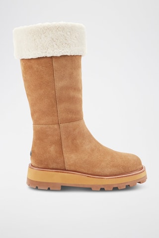 Botas de piel ovina con plataforma - Marrón claro