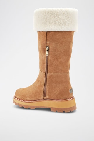 Botas de piel ovina con plataforma - Marrón claro