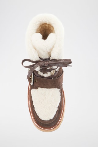 Botas de piel ovina con plataforma - Marrón