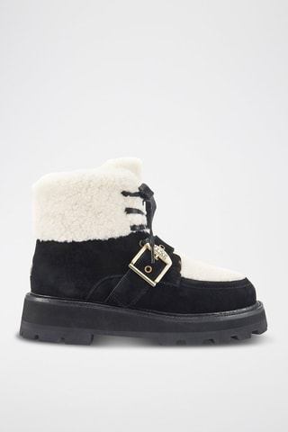Botas de piel ovina con plataforma - Negro