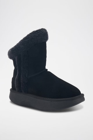 Botas de piel ovina con plataforma - Negro