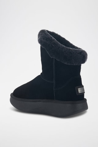 Botas de piel ovina con plataforma - Negro