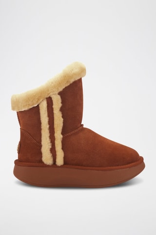 Botas de piel ovina con plataforma - Marrón