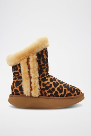 Botas de piel ovina con plataforma - Marrón