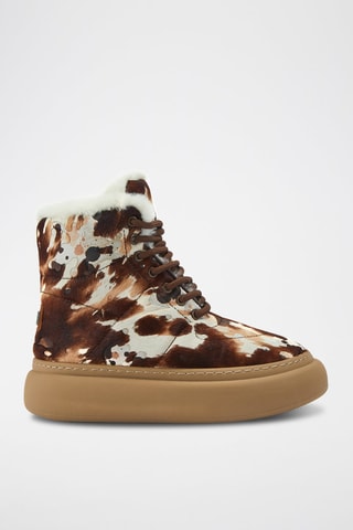 Botas de piel ovina con plataforma - Marrón