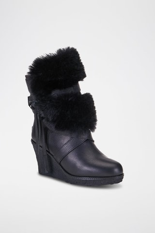 Botas de piel ovina de cuña - Negro