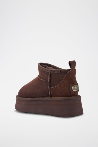 Botines de piel ovina nobuk forrados con plataforma - Marrón