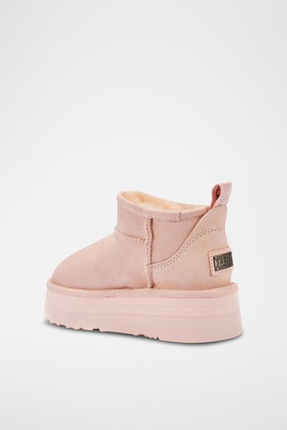 Botines de piel ovina nobuk forrados con plataforma - Rosa