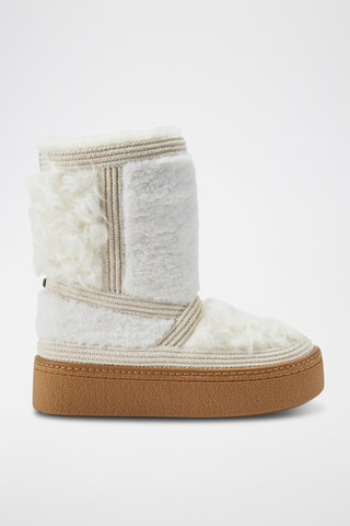 Botines de piel ovina nobuk forrados con plataforma - Blanco