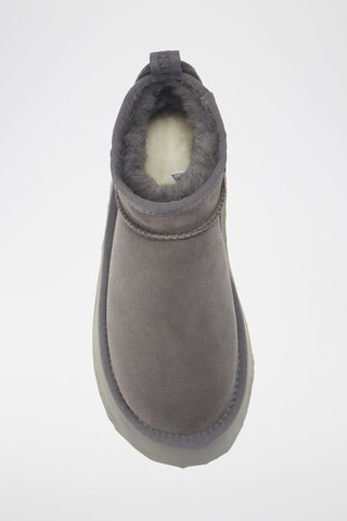 Botines de piel ovina nobuk forrados con plataforma - Gris oscuro