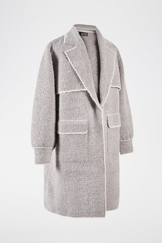 Chaqueta larga de punto tricot - Gris