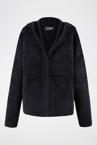Chaqueta con capucha de punto - Negro