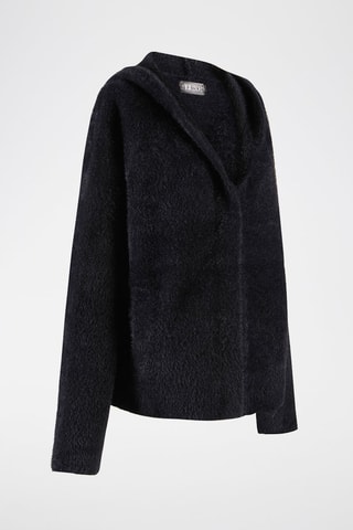Chaqueta con capucha de punto - Negro