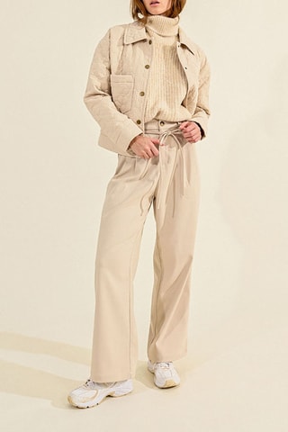 Broek Hoge Taille - Crèmekleurig