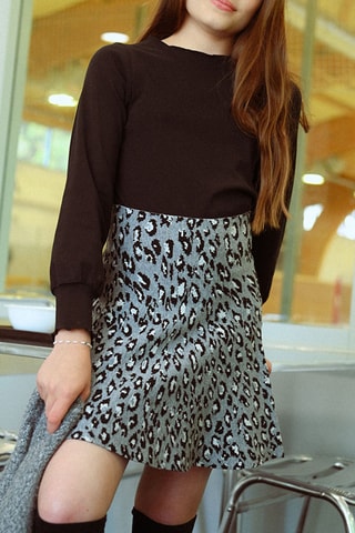 Falda evasé de talle alto - Gris - Molly Girl