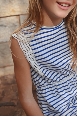 Rechte Jurk - Wit en Marineblauw