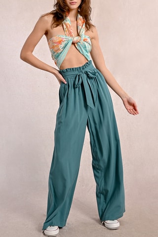 Pantalon taille haute - Vert