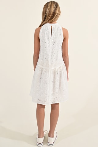 Trapezium Jurk met Engelse Borduursels - Wit - Molly Girl