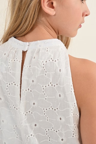 Trapezium Jurk met Engelse Borduursels - Wit - Molly Girl