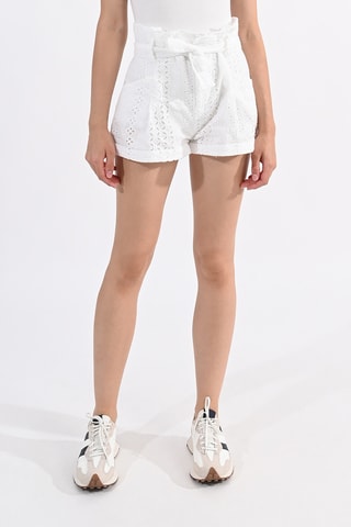 Short con bordado inglés de tiro alto - Blanco - Lili Sidonio